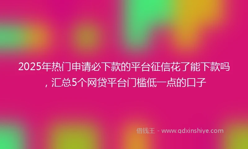 2025年热门申请必下款的平台征信花了能下款吗，汇总5个网贷平台门槛低一点的口子
