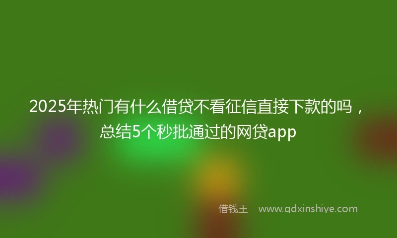 2025年热门有什么借贷不看征信直接下款的吗，总结5个秒批通过的网贷app