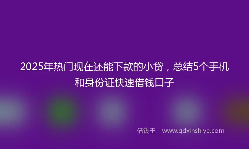 2025年热门现在还能下款的小贷，总结5个手机和身份证快速借钱口子