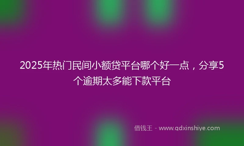 2025年热门民间小额贷平台哪个好一点，分享5个逾期太多能下款平台