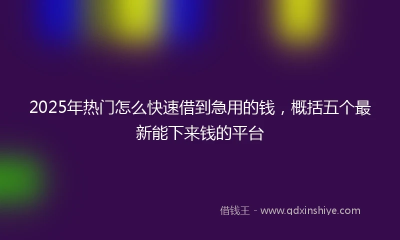 2025年热门怎么快速借到急用的钱，概括五个最新能下来钱的平台