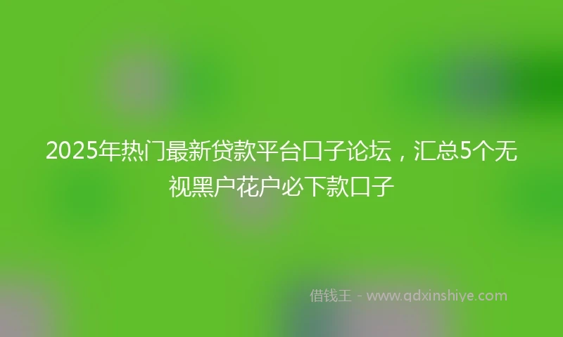 2025年热门最新贷款平台口子论坛，汇总5个无视黑户花户必下款口子