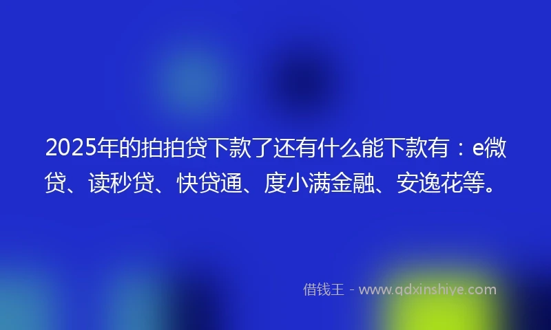 2025年的拍拍贷下款了还有什么能下款有：e微贷、读秒贷、快贷通、度小满金融、安逸花等。