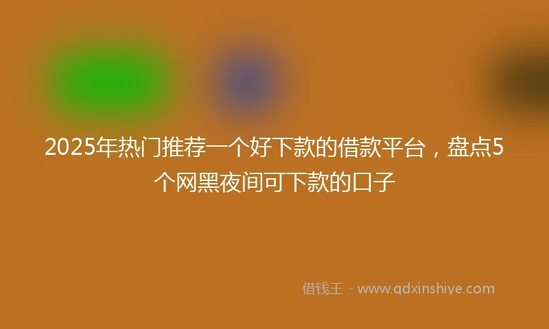 2025年热门推荐一个好下款的借款平台，盘点5个网黑夜间可下款的口子