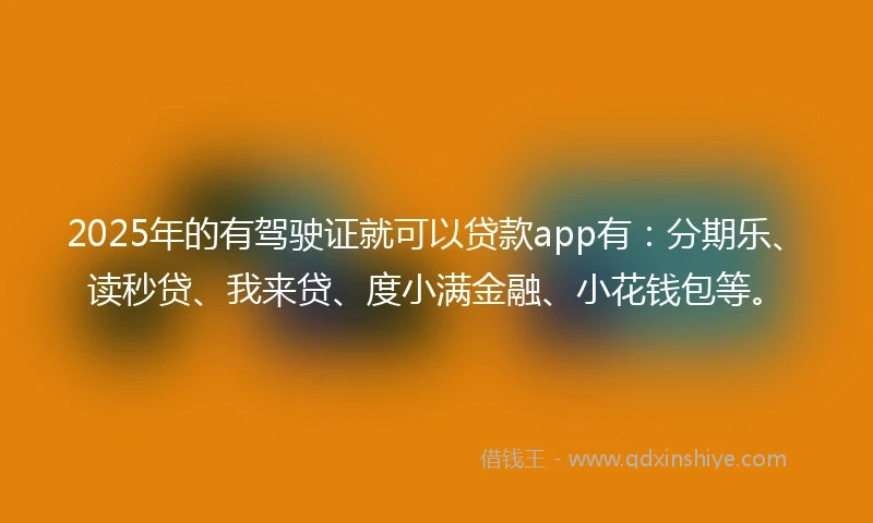 2025年的有驾驶证就可以贷款app有：分期乐、读秒贷、我来贷、度小满金融、小花钱包等。