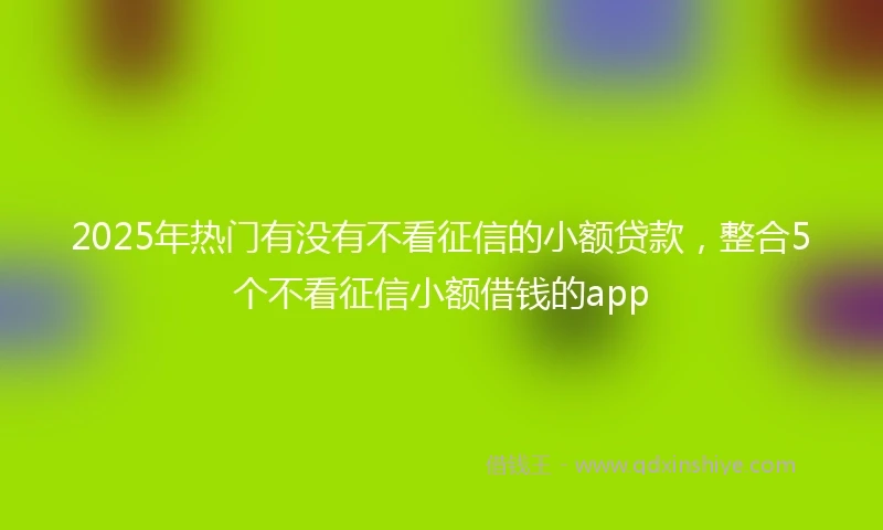 2025年热门有没有不看征信的小额贷款，整合5个不看征信小额借钱的app