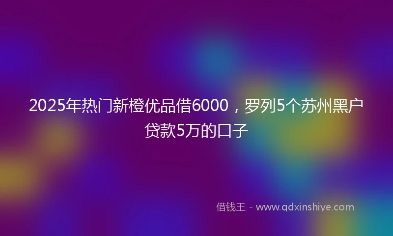 2025年热门新橙优品借6000，罗列5个苏州黑户贷款5万的口子