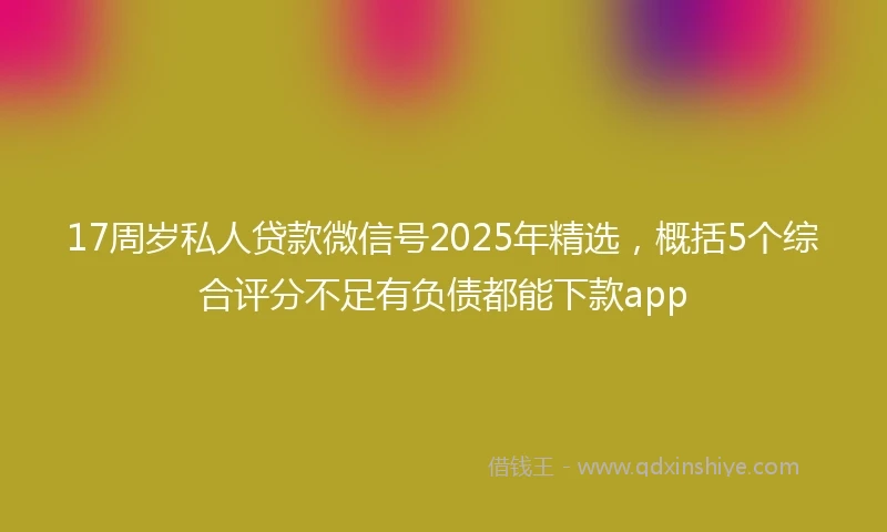 17周岁私人贷款微信号2025年精选，概括5个综合评分不足有负债都能下款app