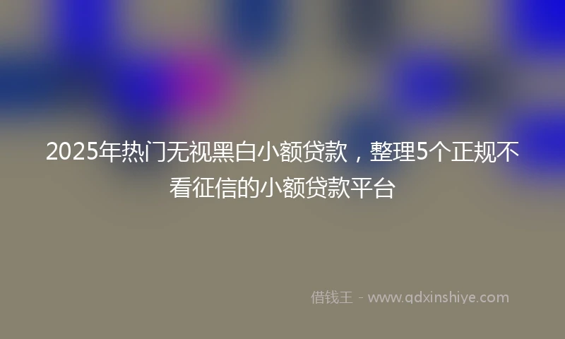 2025年热门无视黑白小额贷款，整理5个正规不看征信的小额贷款平台