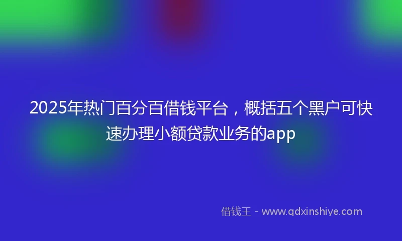 2025年热门百分百借钱平台，概括五个黑户可快速办理小额贷款业务的app