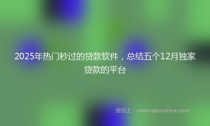 2025年热门秒过的贷款软件，总结五个12月独家贷款的平台