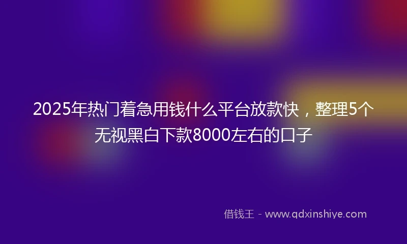 2025年热门着急用钱什么平台放款快，整理5个无视黑白下款8000左右的口子