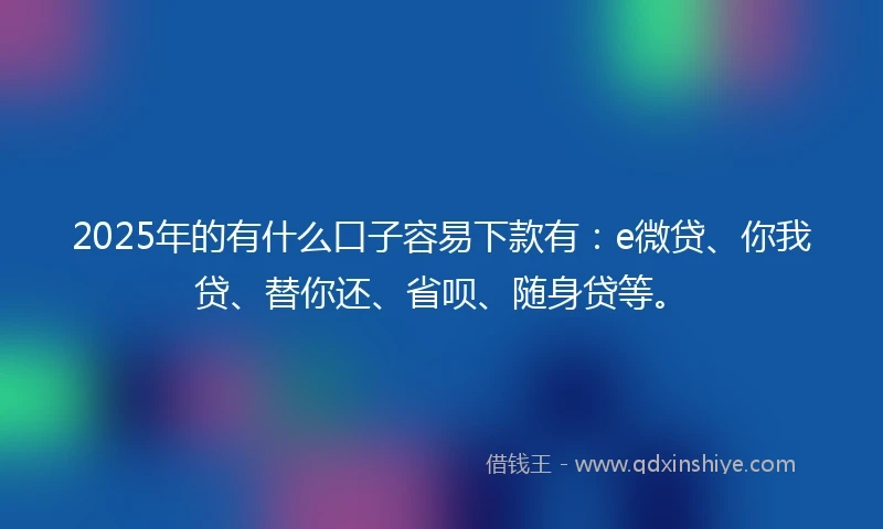 2025年的有什么口子容易下款有：e微贷、你我贷、替你还、省呗、随身贷等。