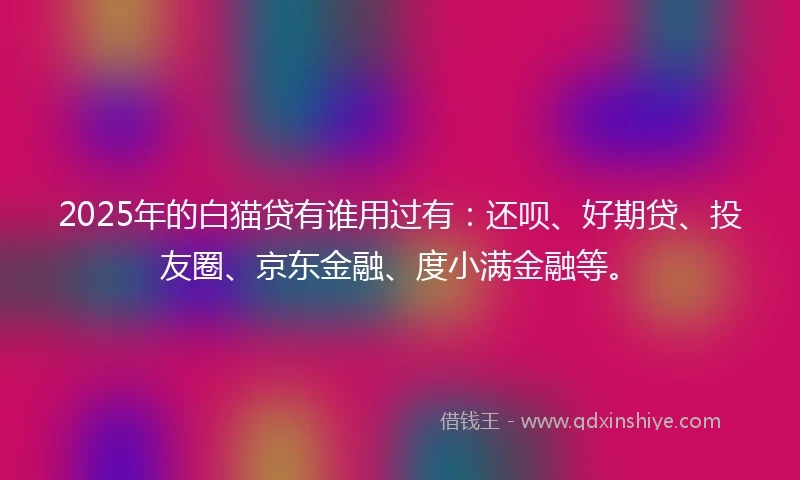 2025年的白猫贷有谁用过有：还呗、好期贷、投友圈、京东金融、度小满金融等。