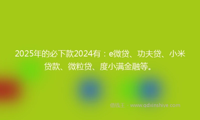 2025年的必下款2024有：e微贷、功夫贷、小米贷款、微粒贷、度小满金融等。