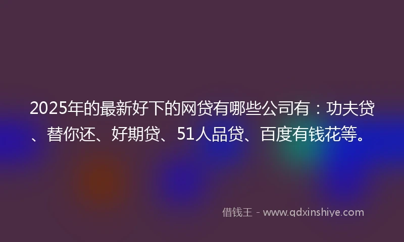 2025年的最新好下的网贷有哪些公司有：功夫贷、替你还、好期贷、51人品贷、百度有钱花等。