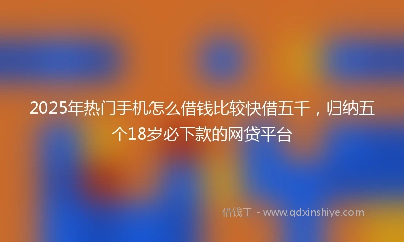 2025年热门手机怎么借钱比较快借五千，归纳五个18岁必下款的网贷平台