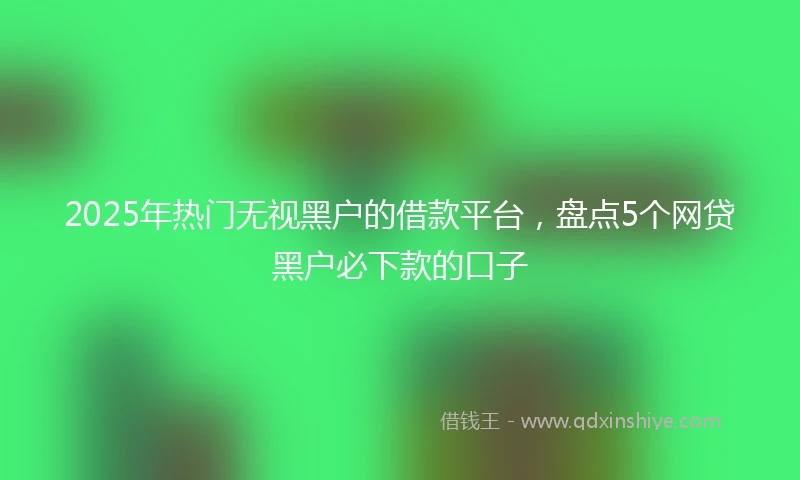 2025年热门无视黑户的借款平台，盘点5个网贷黑户必下款的口子