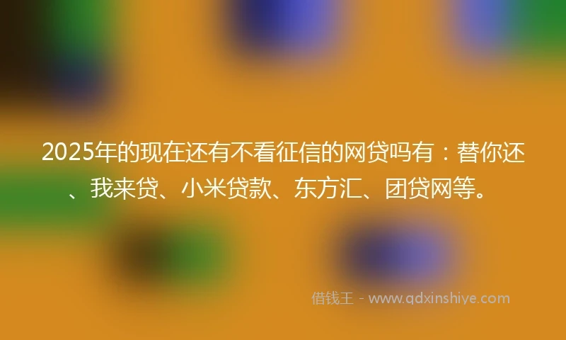2025年的现在还有不看征信的网贷吗有：替你还、我来贷、小米贷款、东方汇、团贷网等。