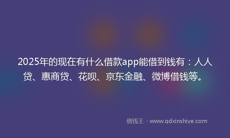 2025年的现在有什么借款app能借到钱有：人人贷、惠商贷、花呗、京东金融、微博借钱等。