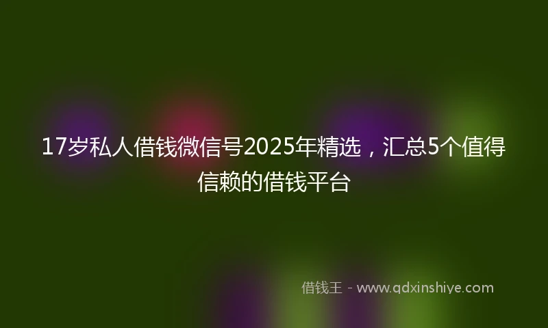 17岁私人借钱微信号2025年精选，汇总5个值得信赖的借钱平台