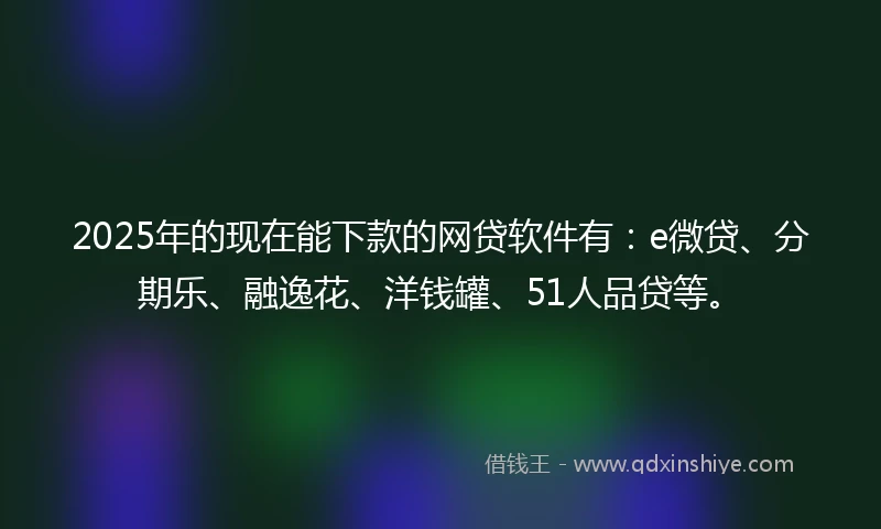 2025年的现在能下款的网贷软件有：e微贷、分期乐、融逸花、洋钱罐、51人品贷等。