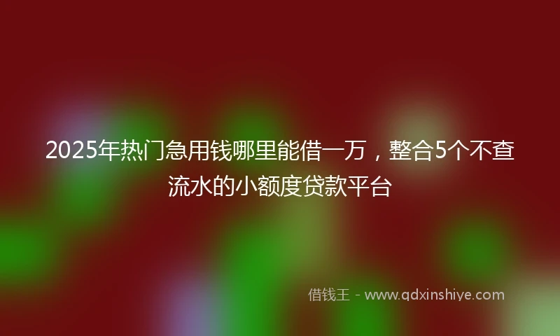 2025年热门急用钱哪里能借一万，整合5个不查流水的小额度贷款平台