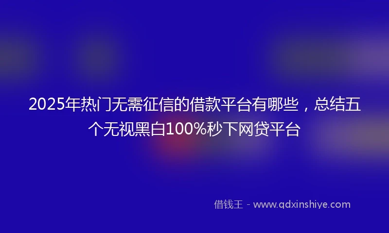 2025年热门无需征信的借款平台有哪些，总结五个无视黑白100%秒下网贷平台