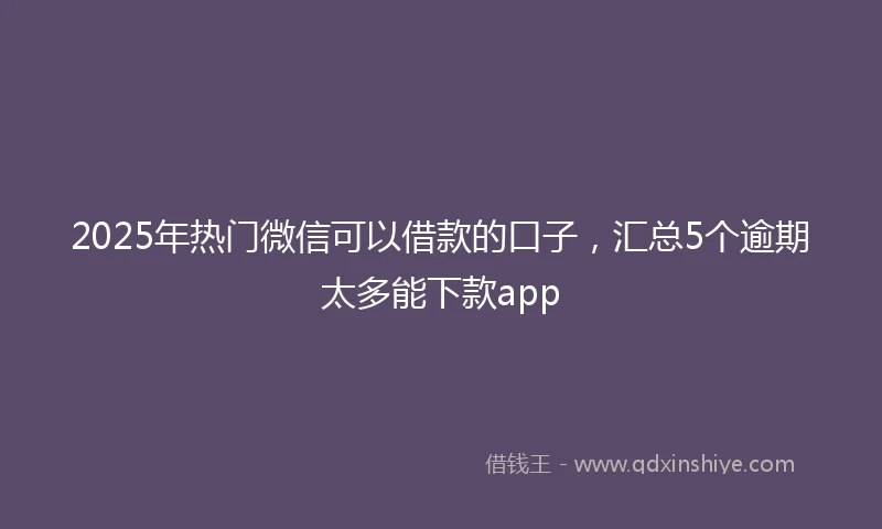 2025年热门微信可以借款的口子，汇总5个逾期太多能下款app