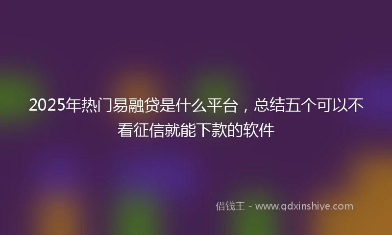 2025年热门易融贷是什么平台，总结五个可以不看征信就能下款的软件