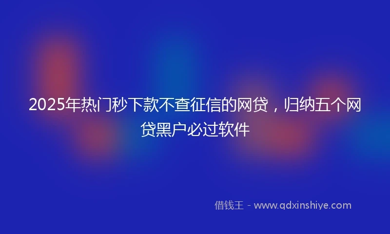 2025年热门秒下款不查征信的网贷,归纳五个网贷黑户必过软件