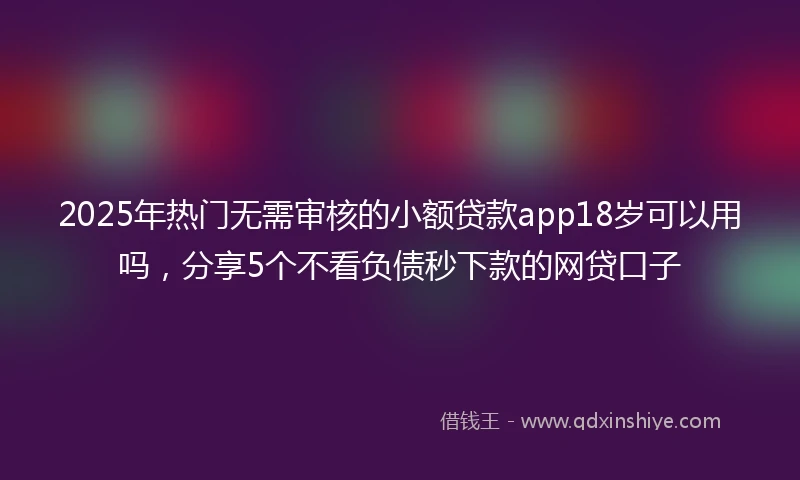 2025年热门无需审核的小额贷款app18岁可以用吗，分享5个不看负债秒下款的网贷口子