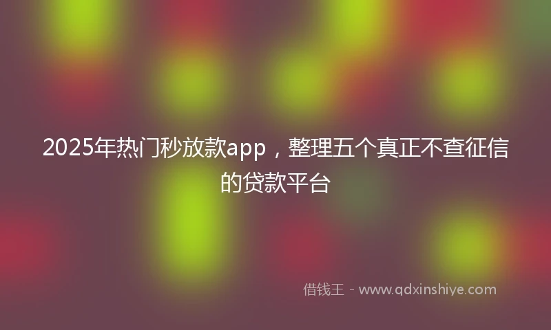 2025年热门秒放款app，整理五个真正不查征信的贷款平台