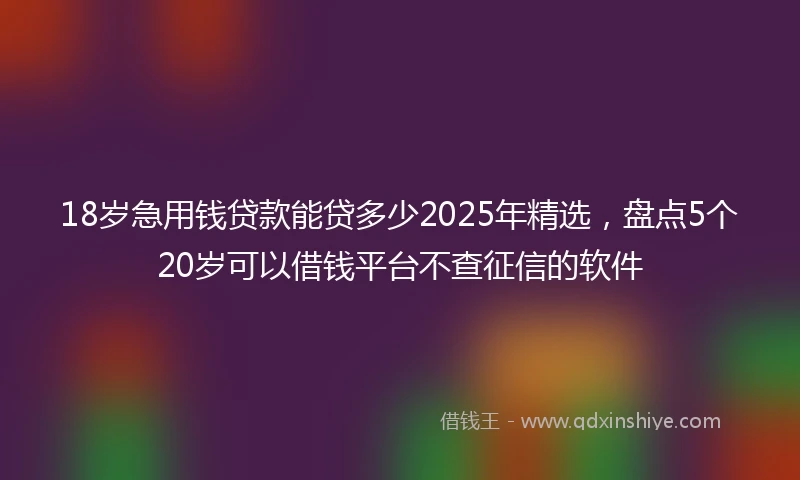 18岁急用钱贷款能贷多少2025年精选，盘点5个20岁可以借钱平台不查征信的软件