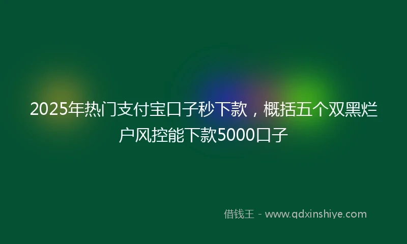 2025年热门支付宝口子秒下款，概括五个双黑烂户风控能下款5000口子