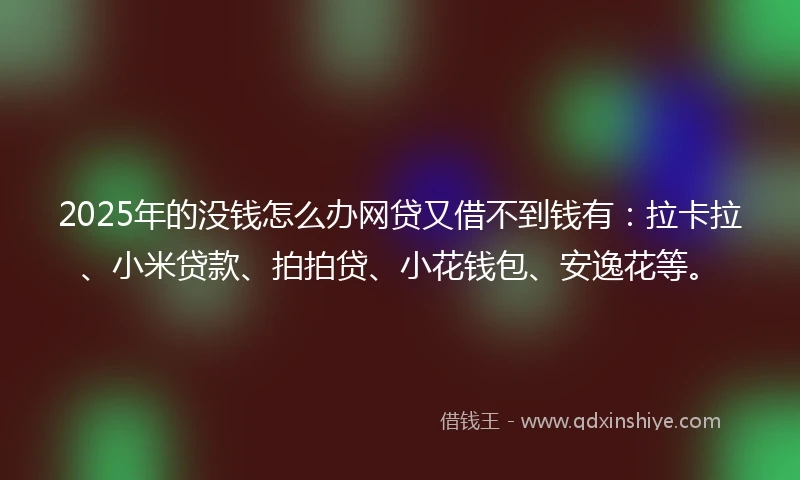 2025年的没钱怎么办网贷又借不到钱有：拉卡拉、小米贷款、拍拍贷、小花钱包、安逸花等。