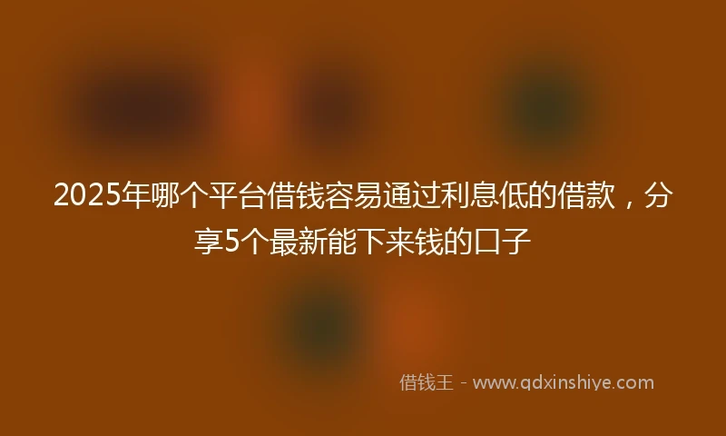 2025年哪个平台借钱容易通过利息低的借款，分享5个最新能下来钱的口子