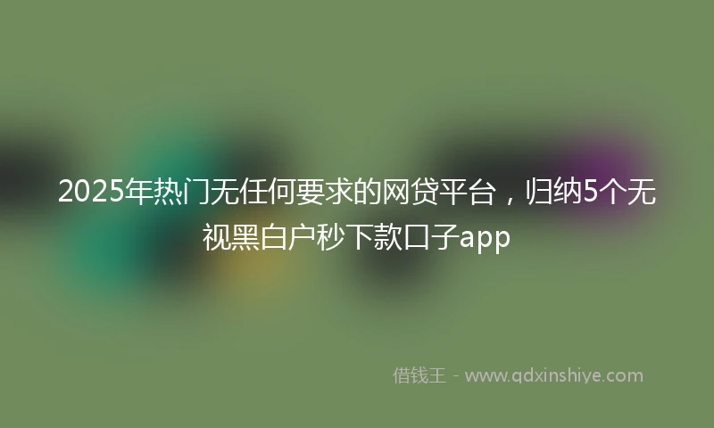 2025年热门无任何要求的网贷平台，归纳5个无视黑白户秒下款口子app