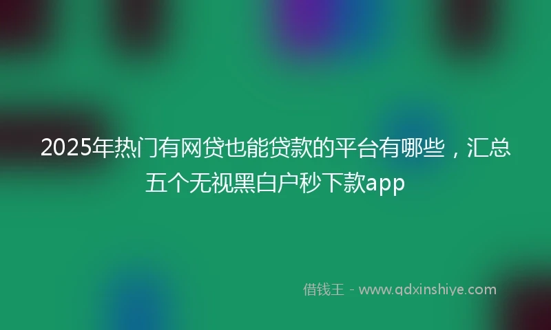 2025年热门有网贷也能贷款的平台有哪些，汇总五个无视黑白户秒下款app