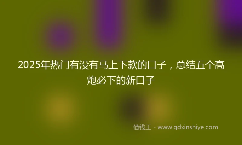 2025年热门有没有马上下款的口子，总结五个高炮必下的新口子