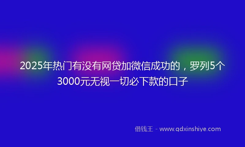 2025年热门有没有网贷加微信成功的，罗列5个3000元无视一切必下款的口子