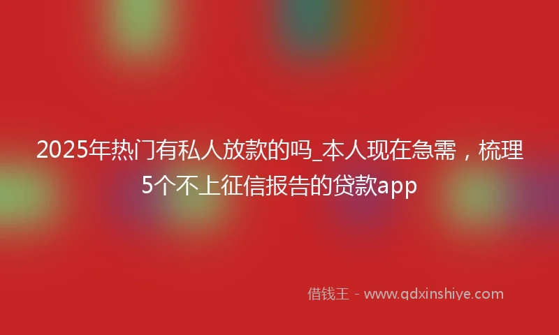 2025年热门有私人放款的吗_本人现在急需，梳理5个不上征信报告的贷款app