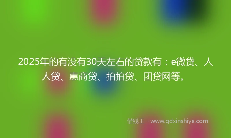 2025年的有没有30天左右的贷款有：e微贷、人人贷、惠商贷、拍拍贷、团贷网等。