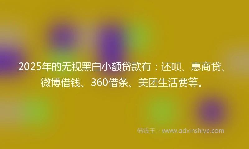 2025年的无视黑白小额贷款有：还呗、惠商贷、微博借钱、360借条、美团生活费等。