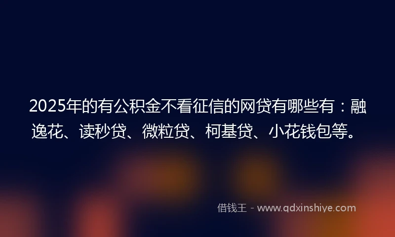 2025年的有公积金不看征信的网贷有哪些有：融逸花、读秒贷、微粒贷、柯基贷、小花钱包等。