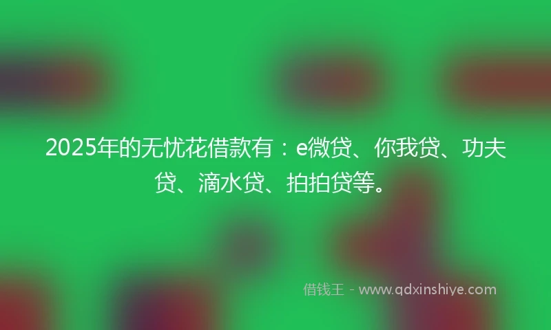2025年的无忧花借款有：e微贷、你我贷、功夫贷、滴水贷、拍拍贷等。