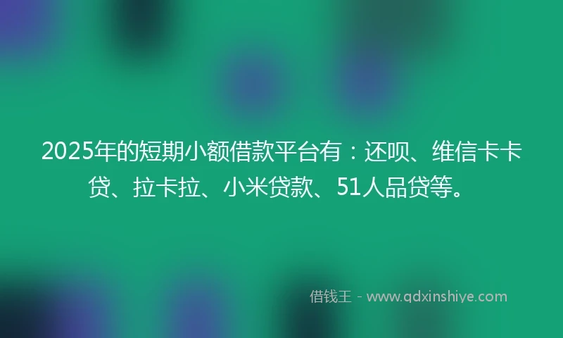 2025年的短期小额借款平台有：还呗、维信卡卡贷、拉卡拉、小米贷款、51人品贷等。