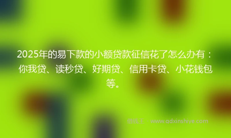 2025年的易下款的小额贷款征信花了怎么办有：你我贷、读秒贷、好期贷、信用卡贷、小花钱包等。