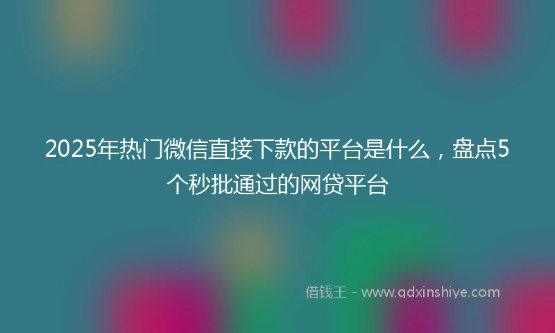 2025年热门微信直接下款的平台是什么，盘点5个秒批通过的网贷平台