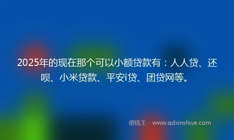 2025年的现在那个可以小额贷款有：人人贷、还呗、小米贷款、平安i贷、团贷网等。